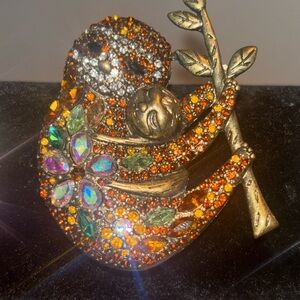 Colorful Rhinestone Sloth Brooch